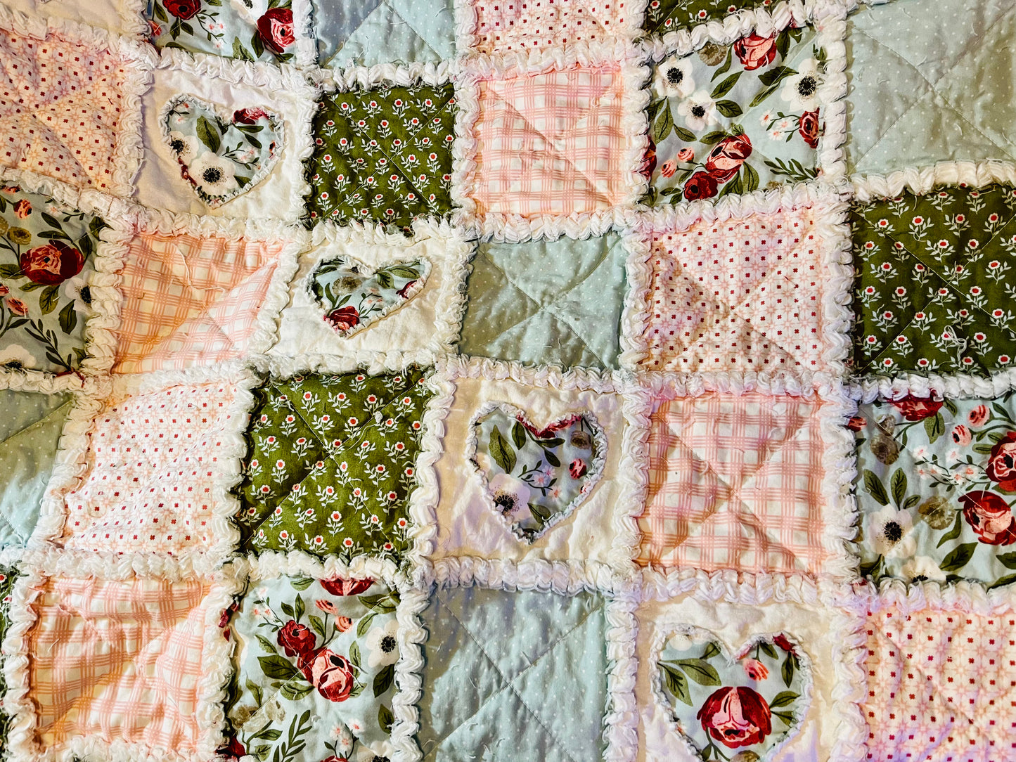 Rag style baby quilt lella boutique moda fabric girl